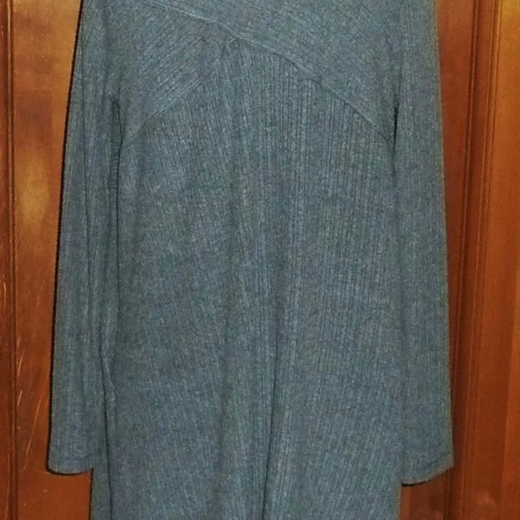 H By Bordeaux Grey Mix Rib Cozy waterfall Cardigan Long Sleeves Open front  S - Picture 3 of 6